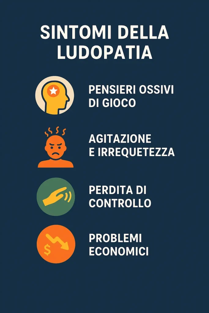 Infografica contenente i sintomi della ludopatia